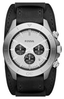 Fossil Retro Traveler Chronograph Leather Cuff Watch, 45mm