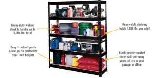 Edsal Ultra Rack — 5-Shelf, 60in.W x 18in.D x 72in.H, Model# UR-60BLK  Steel Frame Shelving