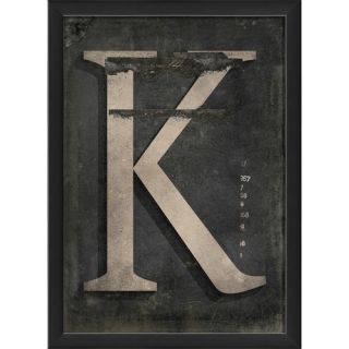 Letter K Framed Textual Art in Black and Gray by The Artwork Factory