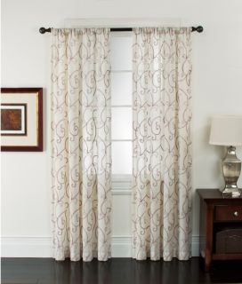 Window Accents Riverhead Linen Chenille Embroidered Rod Pocket Panel Pair