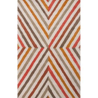 Hand Tufted Geometric Pattern Red/ Orange Wool Area Rug (2 x 3)