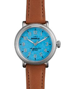 Shinola Runwell Coin Edge Watch with Leather Strap, 38mm