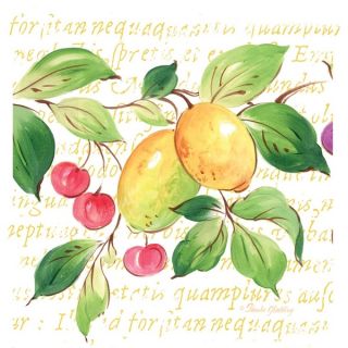 Fresca Fruit Lemons and Cherries Absorbent Stone Coaster (Set of 4)