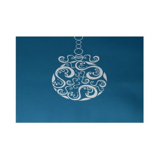 by design Fancy Bulb Decorative Holiday Print Indoor/Outdoor Rug