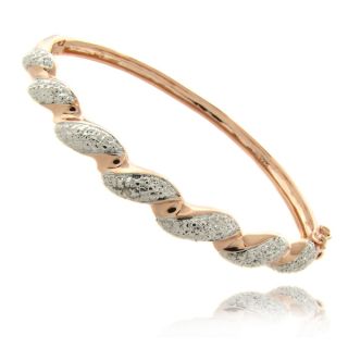 Finesque Rose Gold Overlay Diamond Accent Twist Bangle Bracelet