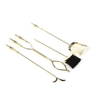 Uniflame Corporation 4 Piece Polished Brass Fireplace Tool Set With
