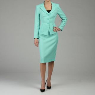 First Lady Womens Mint Twill 3 button Skirt Suit  