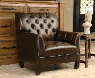 Abbyson Living Revello Leather Arm Chair   Brown   Accent Chairs