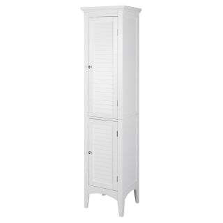 Elegant Home Fashions Slone Linen Tower with 2 Shutter Doors   White   Linen Cabinets