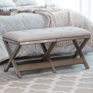 Belham Living Cushioned Indoor Bench with Mirrored Frame on