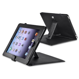 INSTEN Black Leather Tablet Case Cover with Stand for Apple iPad 1