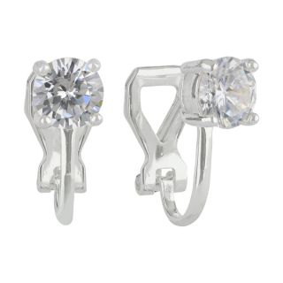 Sunstone Sterling Silver Round cut Cubic Zirconia Clip on Earrings in