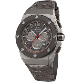 TW Steel Mens CE4001 David Coulthard Chronograph Grey Leather Watch