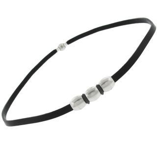 Braided Leather and Stainless Steel Bead Necklace