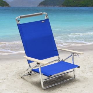 Copa 5 Position Lay Flat Aluminum Beach Chair  Pacific Blue   Beach Chairs