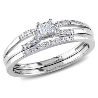 Haylee Jewels Sterling Silver 1/5ct TDW Diamond Bridal Ring Set (H I