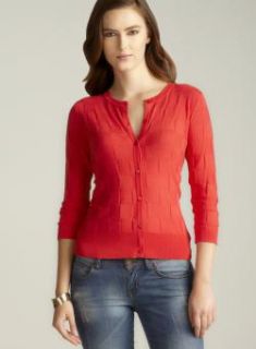 August Silk Red Quilted 3/4 Sleeve Cardigan   Shopping   Top