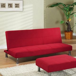 InRoom Designs Klik Klak Convertible Sofa   Red with Metal Frame   Futons