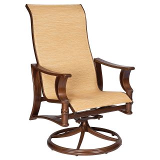 Woodard Arkadia Sling High Back Swivel Rocker Dining Arm Chair   Outdoor Dining Chairs