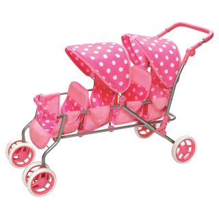 Badger Basket Inline Quad Doll Stroller   Pink Polka Dots