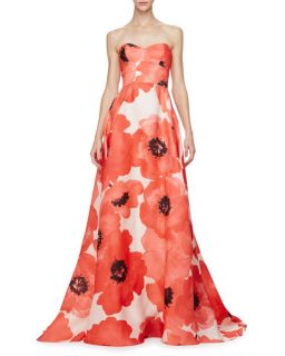 Cynthia Rowley Strapless Floral Print Tea Dress, Beige