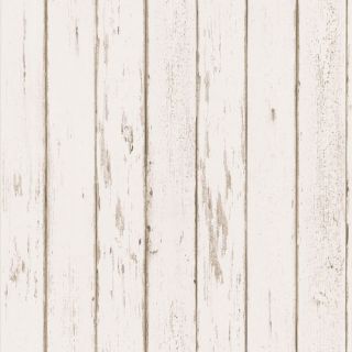 Northwoods Distressed Plank Wallpaper in Off White