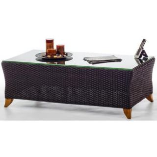All Things Cedar Rattan Coffee Table with Glass Top