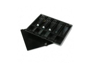 Buddy Products 0544 4 Recycled Plastic 10 Compartment Cash Tray with Lid, Key Lock, Black