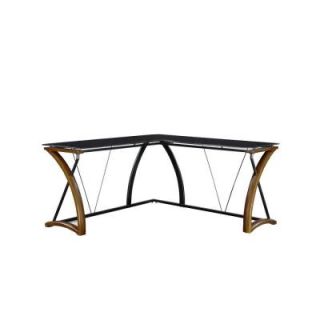 Newport L Shaped Desk Wood and Glass in Cherry JCS110605 D
