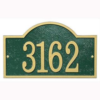 Whitehall Fast & Easy Arch House Numbers Plaque Green/Gold