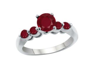 1.53 Ct Round Red SI1/SI2 Ruby 14K White Gold Engagement Ring
