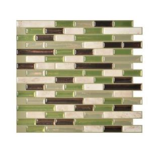 Smart Tiles Muretto Eco 10.20 in. x 9.10 in. Peel and Stick Mosaic Decorative Tile Backsplash in Green, Bronze and Beige SM1063 1