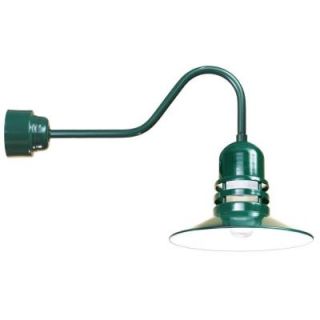 Illumine 1 Light Outdoor Green Angled Arm Orbitor Shade Wall Sconce with Frosted Glass and Wire Guard CLI 324