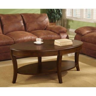 Furniture of America Modern Elliptical Multi Shelf Walnut Coffee Table
