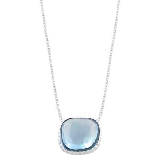 Fremada Sterling Silver Cushion Blue Topaz Necklace (18 inch