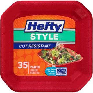 Hefty Style Square Cut Resistant Foam Plates, 35 count