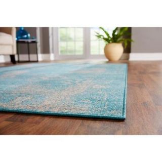 Over dyed Distressed Traditional Teal/ Beige Area Rug (Multiple Size Options) 3'10" X 5'5"