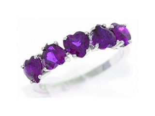 2.5 Ct Amethyst Heart Ring .925 Sterling Silver Rhodium Finish [Jewelry]