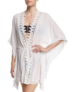La Blanca Crochet Trim Kimono Coverup