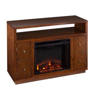 Upton Home Hepburn Brown Media Console/ Stand Electric Fireplace