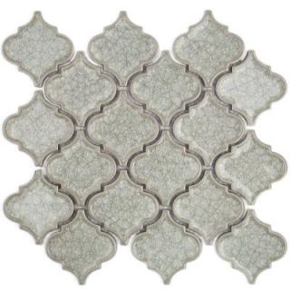 Splashback Tile Roman Selection Iced Light Cream Lantern Glass Mosaic Tile   3 in. x 6 in. Tile Sample M1A7