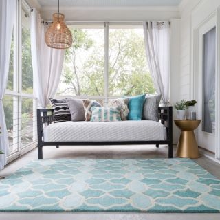 Hand tufted Tatum Aqua Wool Rug (50 x 76)   Shopping