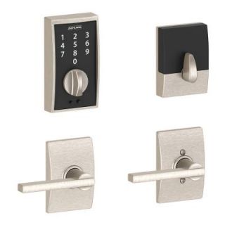 Schlage Touch Satin Nickel Century Combo Pack with Latitude Passage Lever FBE375 V CEN 619 LAT