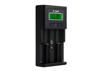 Black Universal H2 LCD Display Wall Car USB Battery Charger for 26650 8650 16340 Batteries, AA/AAA/C Batteries etc.