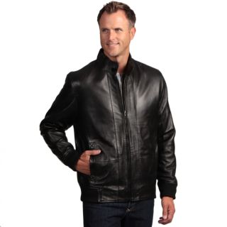 Izod Mens Lambskin Leather Elastic Waist Jacket   Shopping