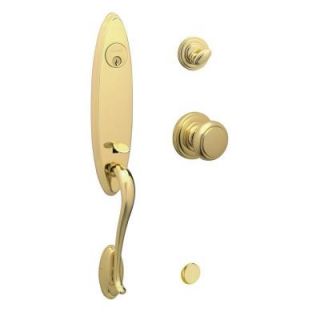 Schlage Ashcroft Bright Brass Handleset with Andover Interior Knob FA360 ASH 505 AND 605