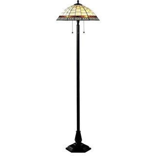 Lite 3 light Multicolor Tiffany Floor Lamp with Amber Accents