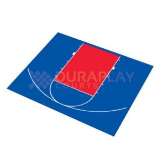 DuraPlay 30 ft. 9 in. x 25 ft. 8 in. Half Court Basketball Kit 3H   Royal Blue/Red