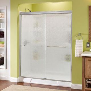 Delta Simplicity 60 in. x 70 in. Semi Framed Sliding Shower Door in Chrome with Rain Glass 1117965