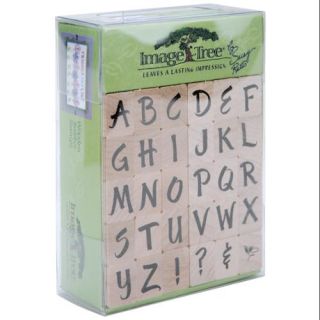 Image Tree Wood Handle Rubber Stamp Set Susy Ratto Brush Letter Alphabet/Upper
